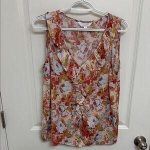 LC Lauren Conrad Floral Ruffle Blouse - Red and Yellow